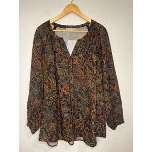 NWT Daniel Rainn ‘Greta’ floral flowy button front top blouse 1X